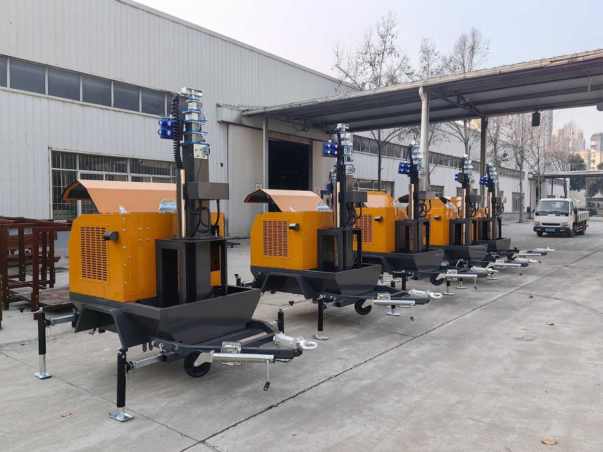 山東思拓瑞克公司40臺(tái)9米移動(dòng)照明燈車(chē)出口美國(guó)達(dá)拉斯市